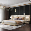 Dollar Luxury Upholstered Bed With Side Tables in Leatherette