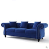 Rolled Arm Luxury Chesterfield Sofa Set in Suede