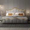 Curving Premium Upholstered Bed in Suede