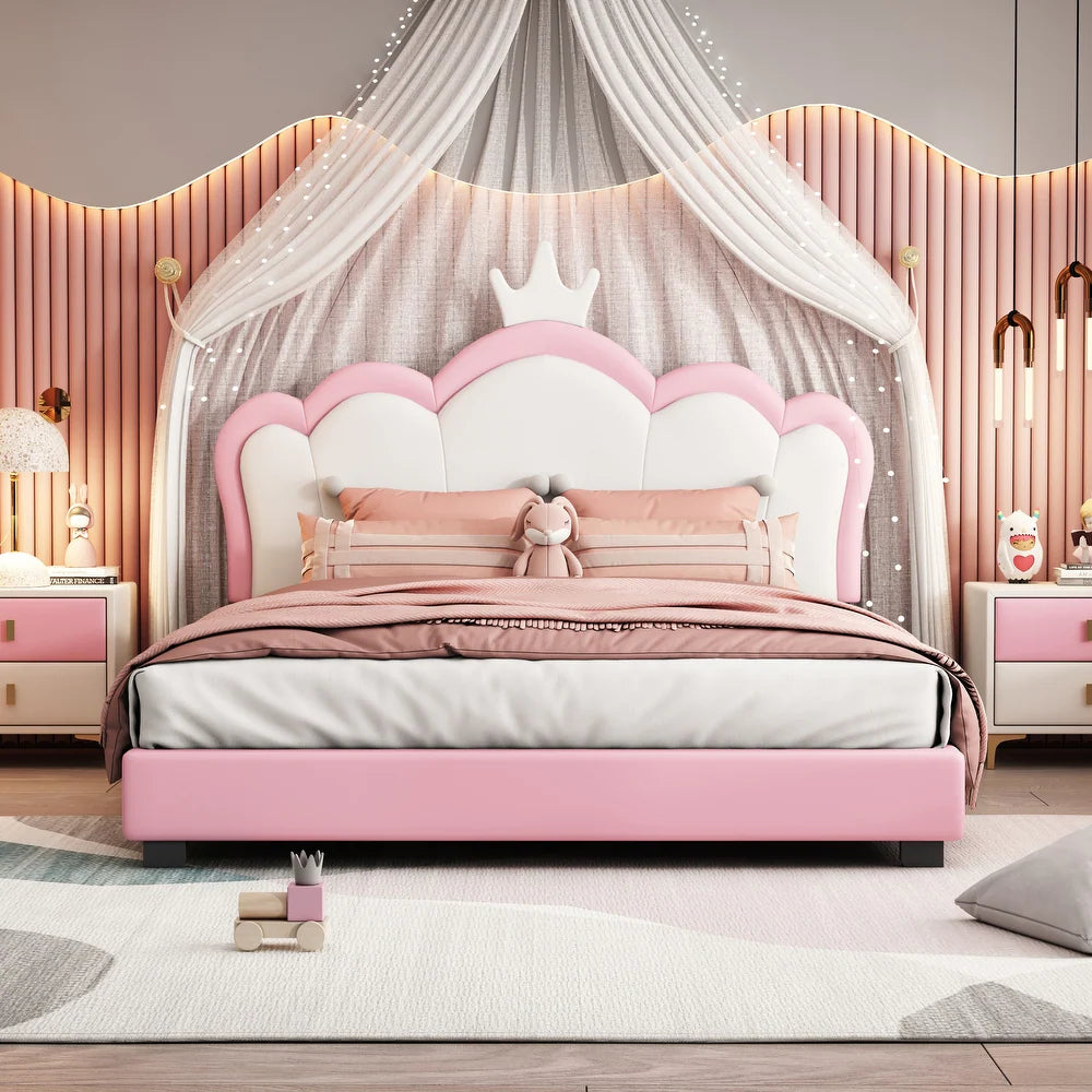 Little Princess Upholstered Bed Without Storage in Pink Suede – Nice Maple