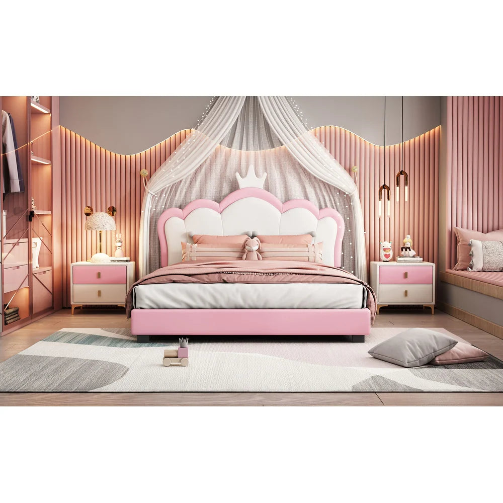 Little Princess Upholstered Bed Without Storage in Pink Suede – Nice Maple