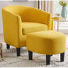 Yollo Luxury Accent Chair With Stool In Suede