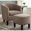 Yollo Luxury Accent Chair With Stool In Suede