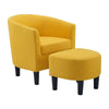 Yollo Luxury Accent Chair With Stool In Suede