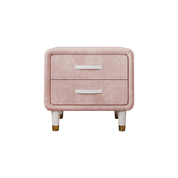 Pinkish 2 Drawers Bed Side Table In Fabric