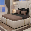 Zig Zag Premium Upholstered Bed With Side Tables in Suede