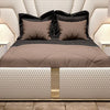 Zig Zag Premium Upholstered Bed With Side Tables in Suede