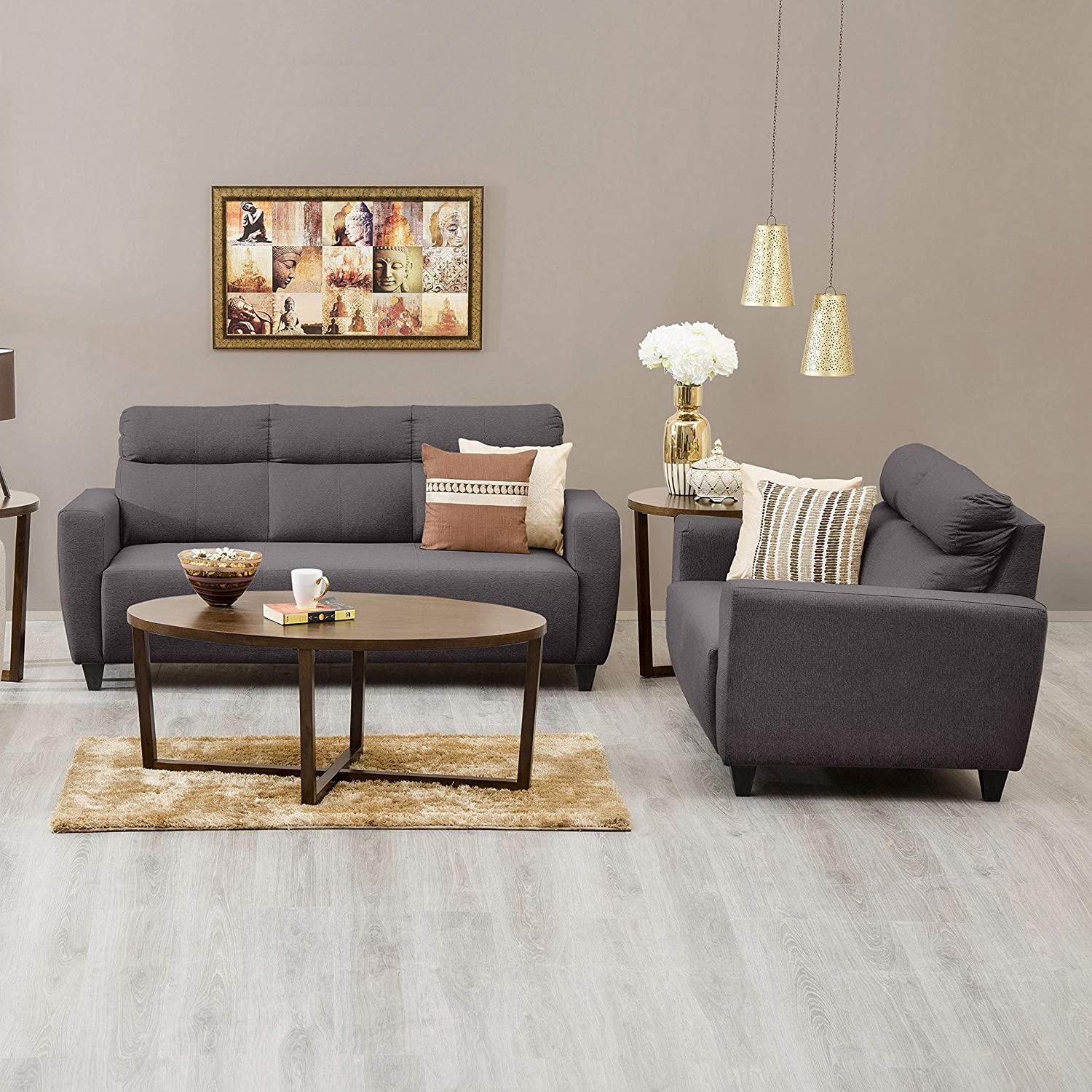 Grey suede store living room set